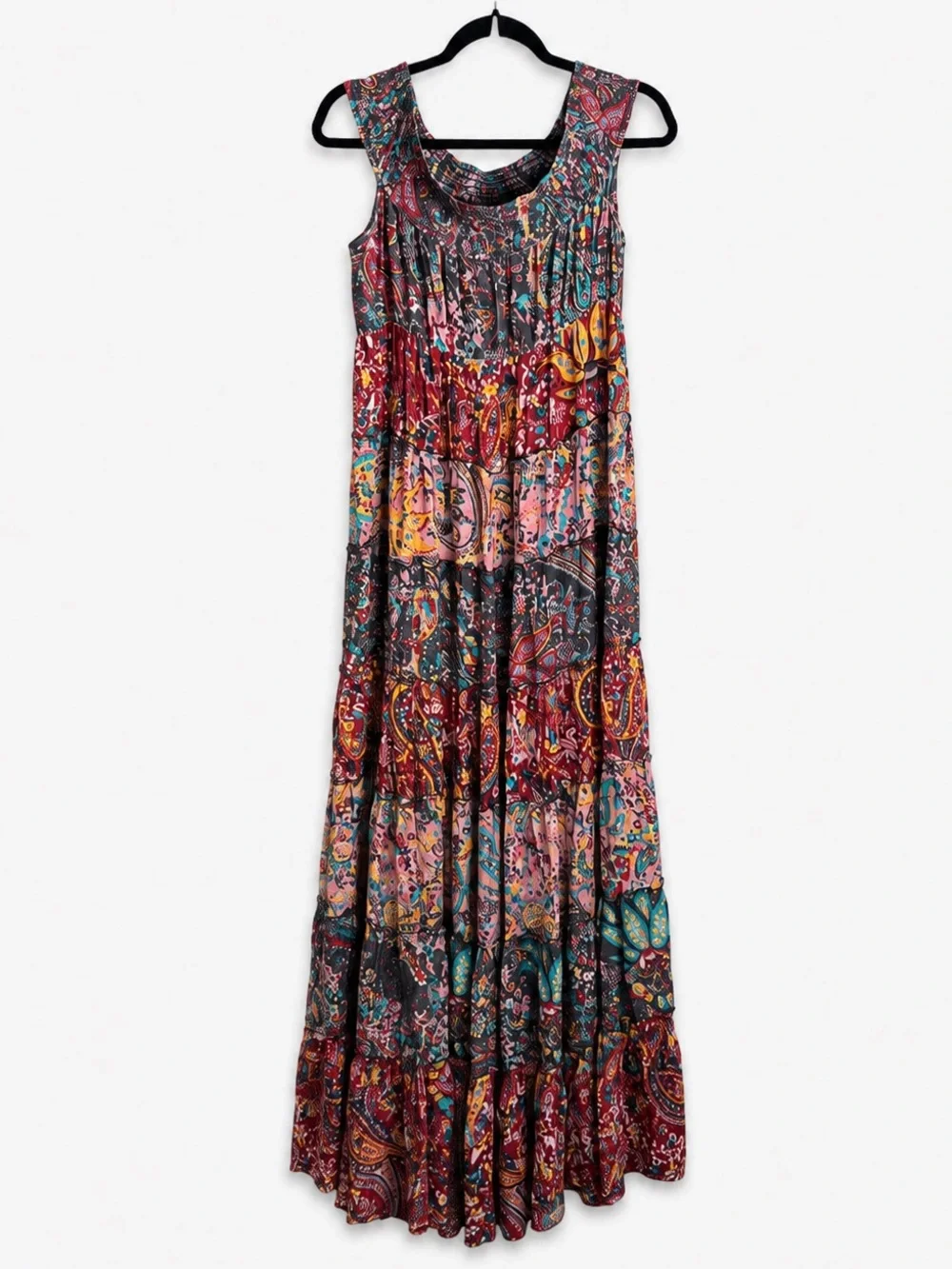 New Free People Off-Shoulder Tiered Maxi Dress in Multi Floral Size M